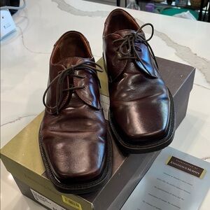 Johnston & Murphy Pullman Mahogany Leather Shoes Handcrafted in Italy Sz 9